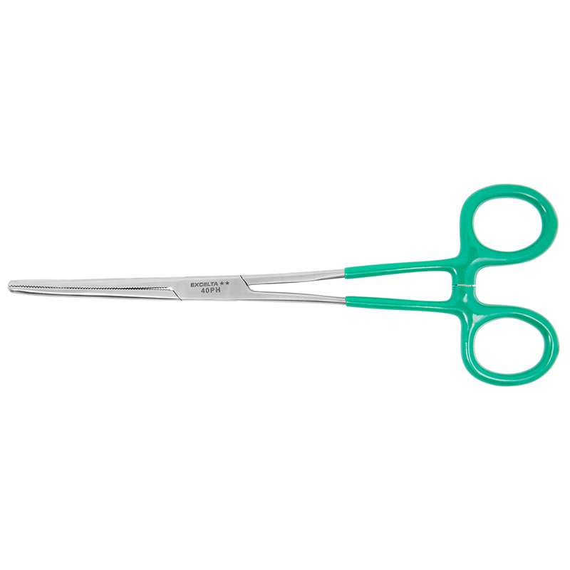 Hemostat, 8" 30° Curved, Stainless Steel, Vinyl-Coated Handle